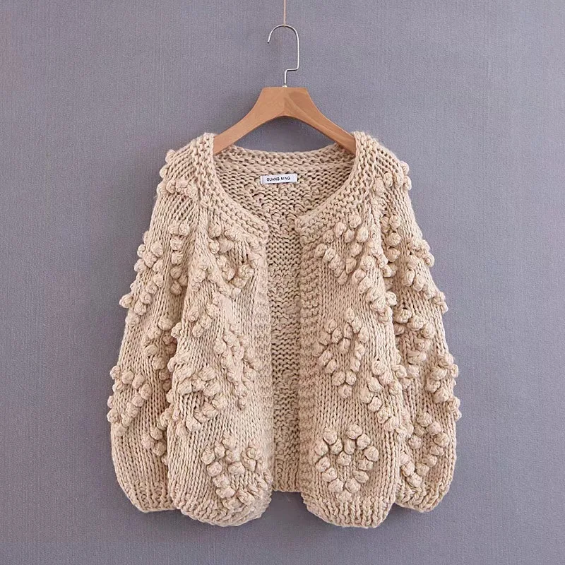 Hot sale Z0912T13 Europe and America 2018 autumn new net red same thick needle hair ball cardigan sweater 9056 |