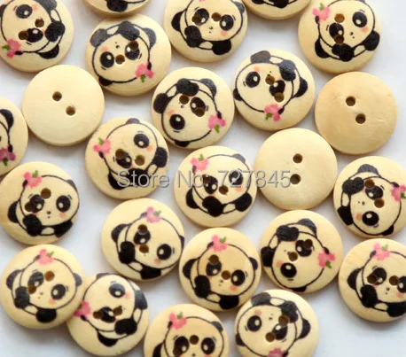 15 мм Милая панда Раскрашенные Деревянные Пуговицы швейная деревянная пуговица