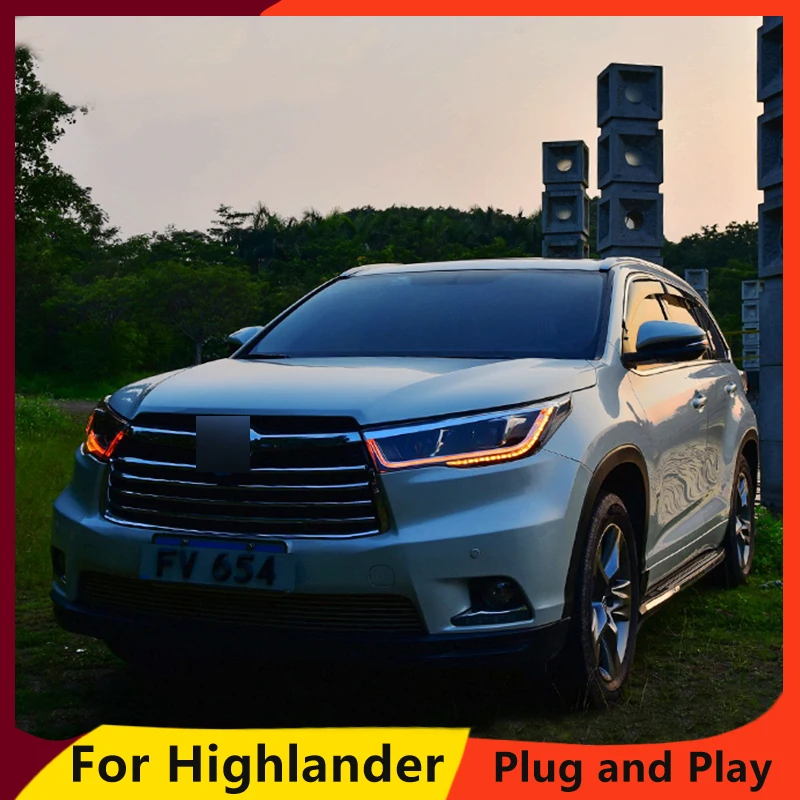KOWELL автомобильный Стайлинг для фары Toyota HIGHLANDER для HIGHLANDER головная лампа Angel eye led DRL передний светильник Биксеноновая линза ксеноновая