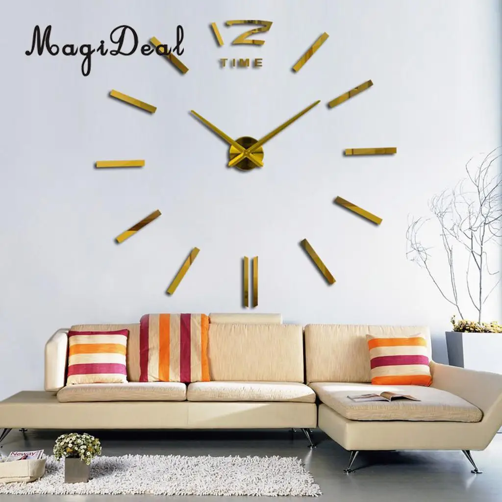 TIME Gold Современные 3D DIY большое количество настенные часы-Зеркало Стиль поверхности Стикеры для дома или офиса, декоративные наклейки - Цвет: TIME Gold