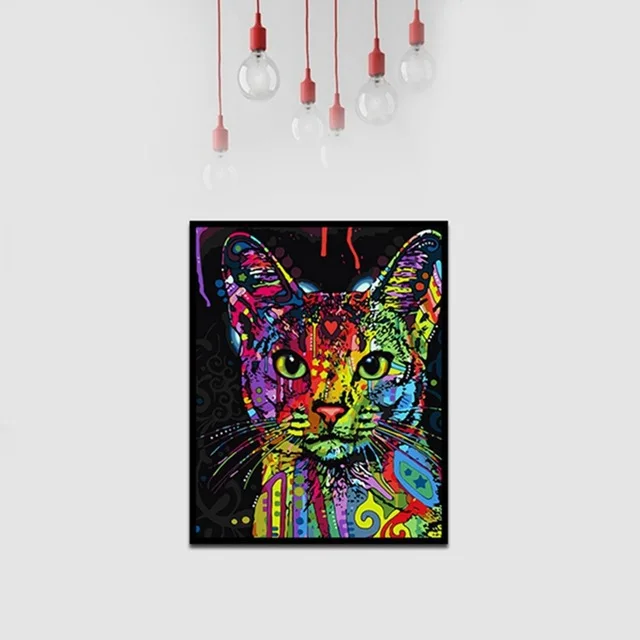 Diy картина маслом мультяшный кот по номерам абстрактная живопись каллиграфия