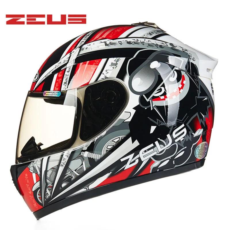 Z18 knight white red Подлинный мотоциклетный шлем ZEUS DOT ECE 2205 мужские Полнолицевые зимние каски для мотогонок, мотоциклистов, снегоходов - Цвет: Z18 knight white red