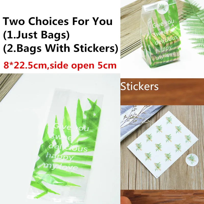 8x22.5cm Clear Leaf LBSISI Life 100 шт. Сумочка для конфет сумки для печенья самостоятельно стоящая Рождественская вечеринка машина для украшения упаковки пищевых продуктов - Цвет: 8x22.5cm Clear Leaf