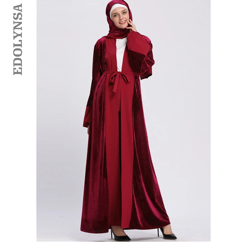 Элегантное мусульманское платье Abaya кружевной кардиган длинные халаты кимоно Jubah