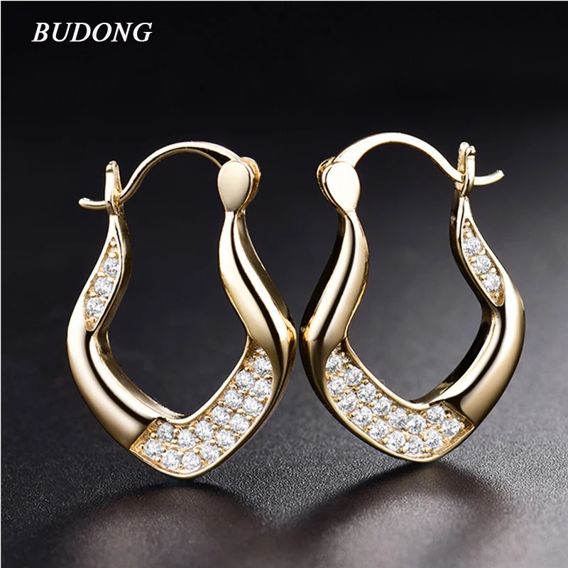 Серьги BUDONG Infinity 3 вида цветов серебро/золотой обруч модный белый кристалл