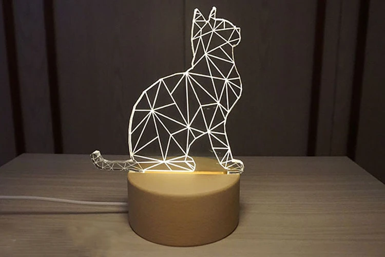 Mycyk 3d твердый деревянный подарок usb Ночник подарок домашний День Святого Валентина кошка ходить назад моделирование Шиба ину Такса в форме ночной лампы