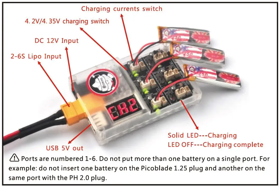 Eachine US65 UK65 TRASHCAN 75 мм FPV гоночный Дрон запасная часть 1S06 6 способ Lipo/LIHV зарядное устройство