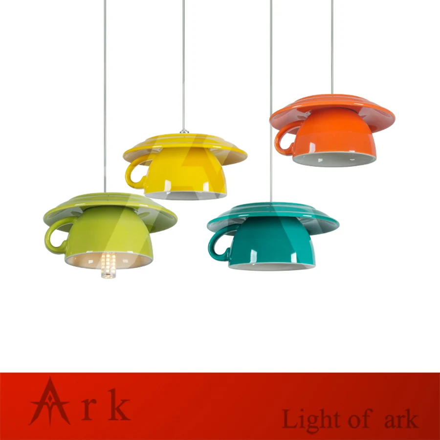 new Simple modern colorful coffee milk Tea cup led Pendant lights restaurant passage bedroom kitchen light ceramic lamp lighting | Лампы и