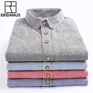 Мужская хлопковая рубашка, с длинным рукавом, с принтом, дышащая, в полоску, повседневная, деловая, M341, лето 2017