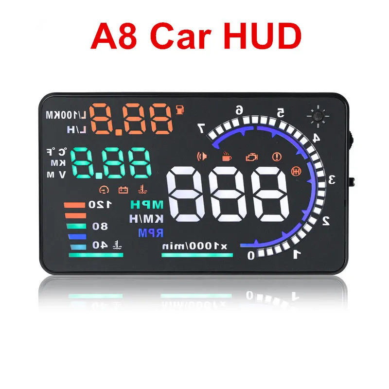 A8 Автомобильный HUD Дисплей Расход топлива OBDII диагностический детектор данных о