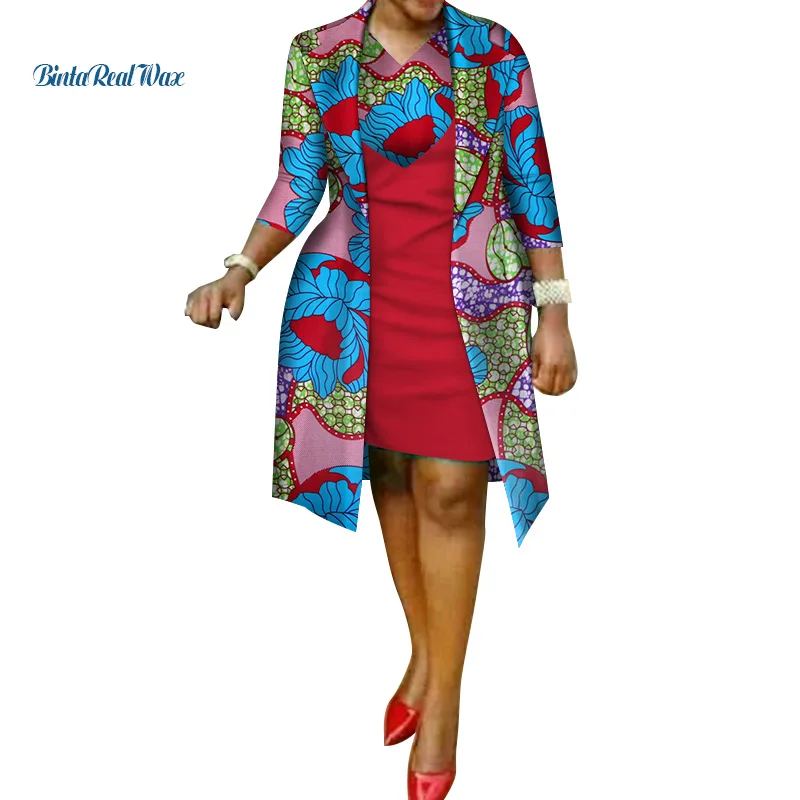 Новая африканская печать платье и костюм пальто для женщин Базен Riche 100% хлопок 2