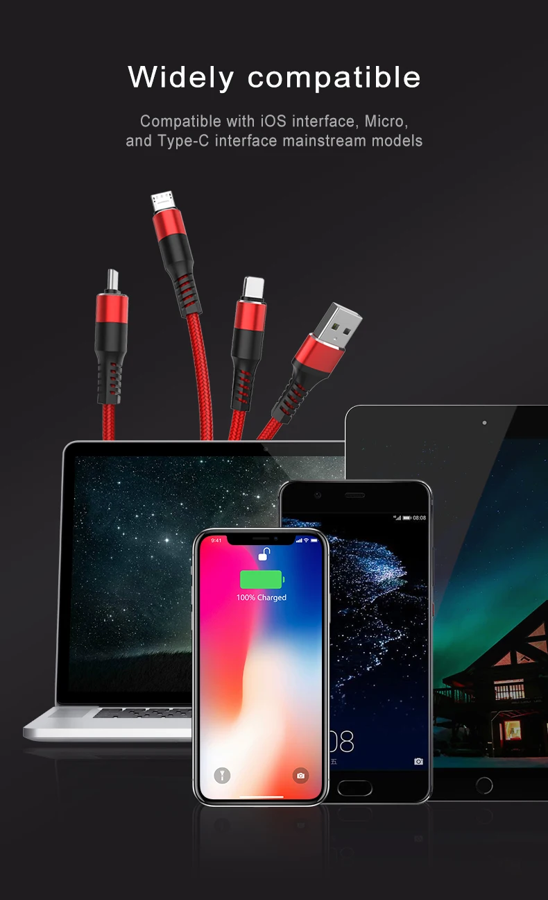 3 в 1 usb кабель Линия для Android type-c микро линия передачи данных Быстрая зарядка зарядное устройство usb кабель type c для samsung для oneplus 6t кабель