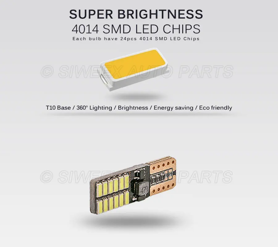 W5W T10 194 светодисветодиодный белый 24 SMD CANBUS 4014 168 габаритная автомобильная лампа