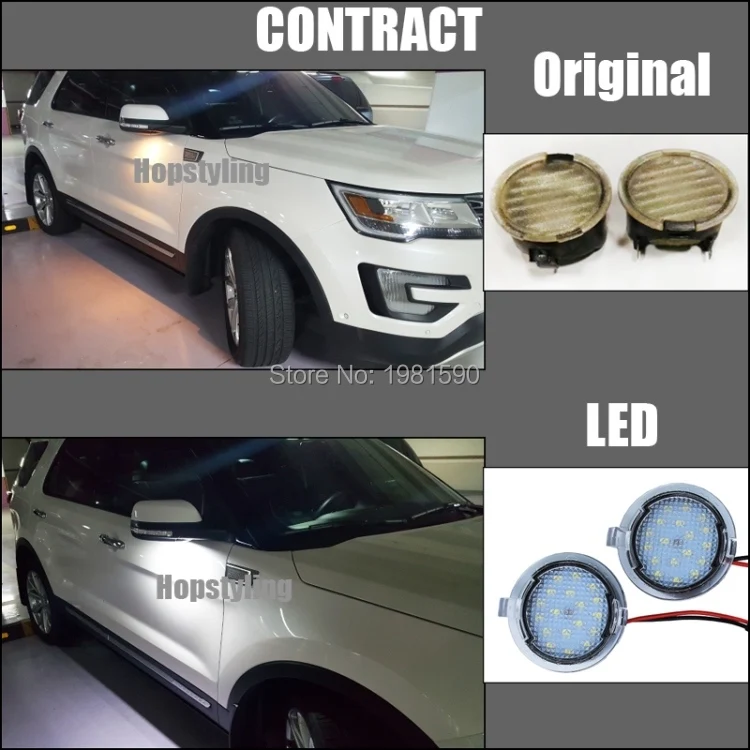 2 шт. Автомобильный светодиодный светильник-лужа для Ford Edge Mondeo MK5 Fusion Flex Explorer aurus Mustang F150 автомобильные лампы под зеркалом