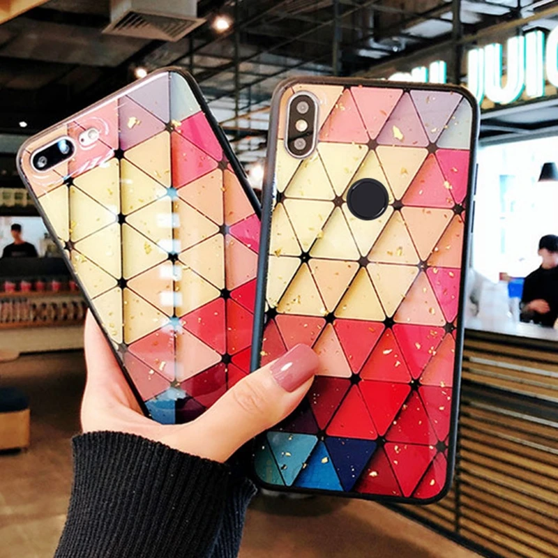 Роскошный блестящий чехол для телефона lozenge xiaomi mi 8 mi8 lite A2 9 6 6X redmi pro note 5 plus задняя