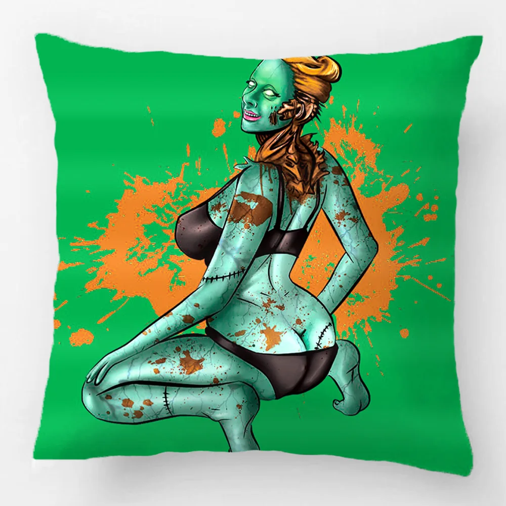 Zombie Pin-Up  Throw Pillow Case Decorative Cushion Cover Pillowcase Customize Gift High-Quality By Lvsure For Car Sofa Seat