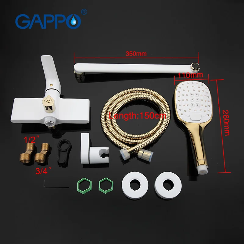 GAPPO 1 комплект настенный смеситель для ванны из античной латуни с золотым
