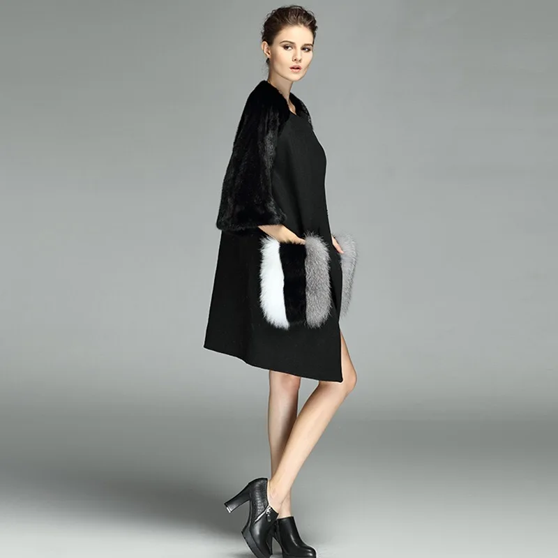 2021 Роскошные Брендовые женские натурального меха норки модная куртка с лисой и