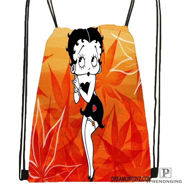 Drawstring Backpack Изготовленная на заказ Betty Boop походная сумка на шнурке для мужчин и женщин милый рюкзак для детей(черная спинка) 31x40 см#180531-01-44 - Цвет: Drawstring Backpack