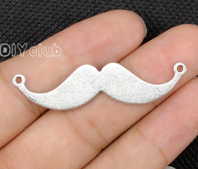 

50pcs-Antique Silver 2 Sided Moustache Connector Charms, Jewelry Making 49x12mm