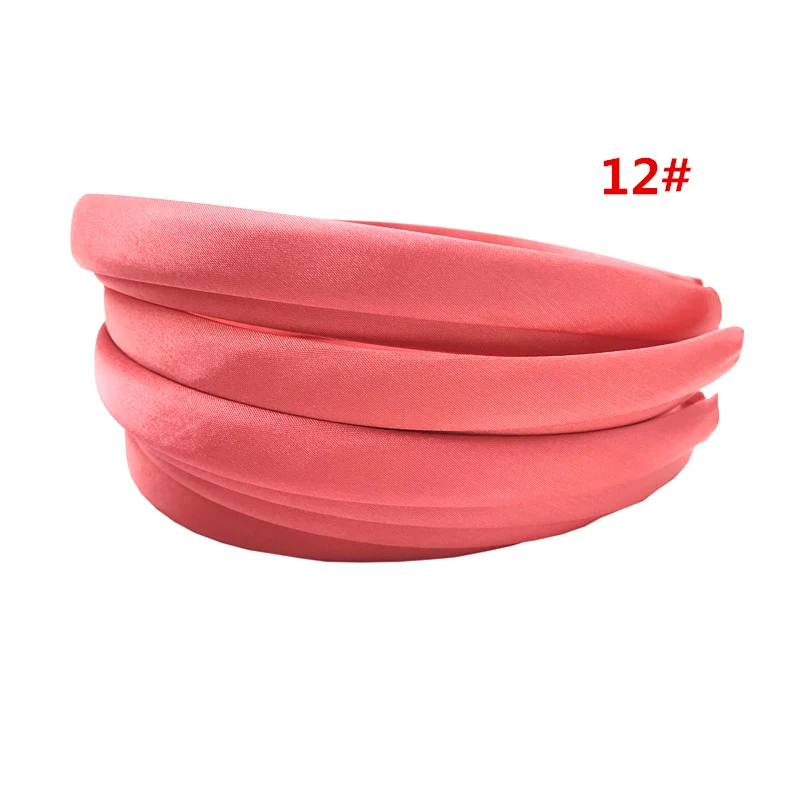 12 Coral 23 шт./лот, 15 мм, 23 Цвета, однотонная цветная атласная ткань, покрытая полимерной лентой, лента для волос для взрослых и детей, повязка на голову для девочек, аксессуары для волос DIY - Цвет: 12 Coral