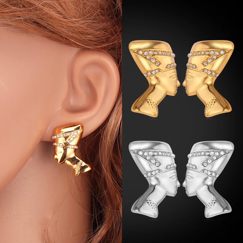 U7 Позолоченные Стразы Египет Королева Ожерелье Серьги Комплект Ювелирных