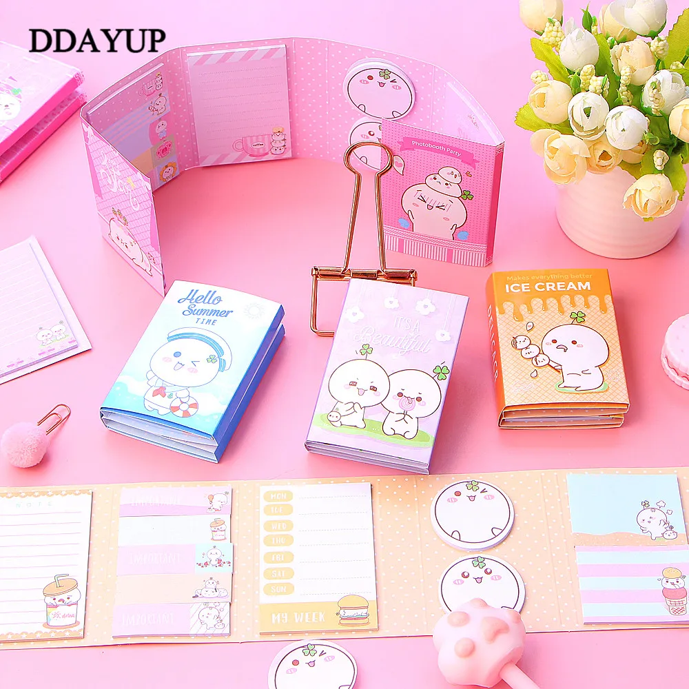 1 шт. Kawaii милый мультфильм блокнот Липкие заметки 6 складной подарки школьные