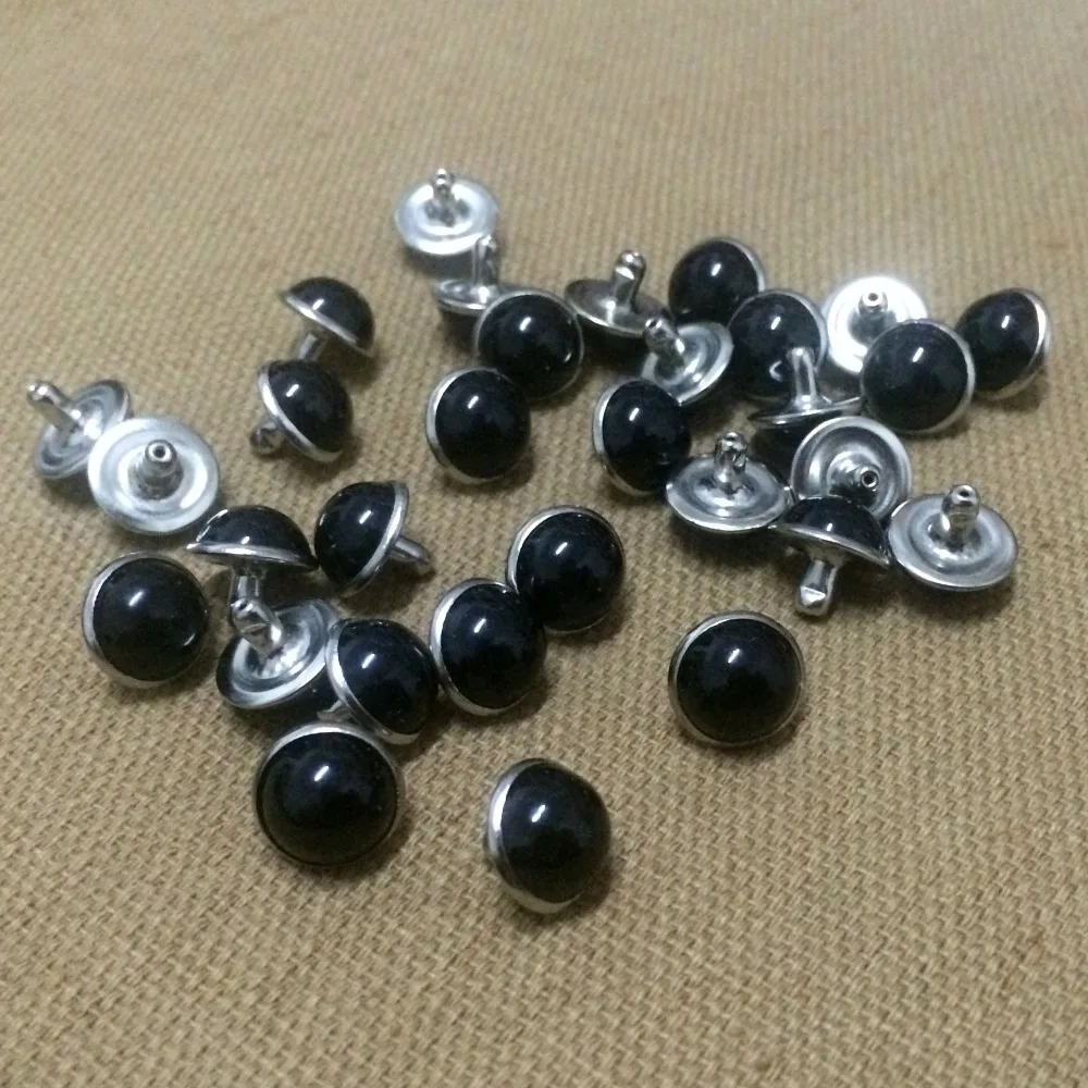 Новинка 100 шт. 10 мм круглые черные пластиковые жемчужные заклепки кожаные