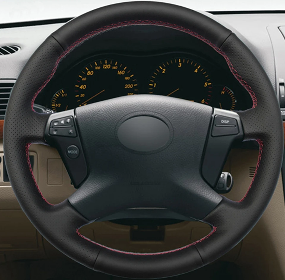 Черный мягкий чехол на руль из искусственной кожи, чехол на руль для Toyota Avensis 2003-2007