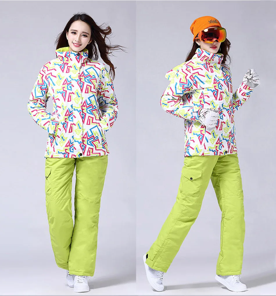 Женская спортивная яркая лыжная куртка водонепроницаемая Зимняя Толстая теплая