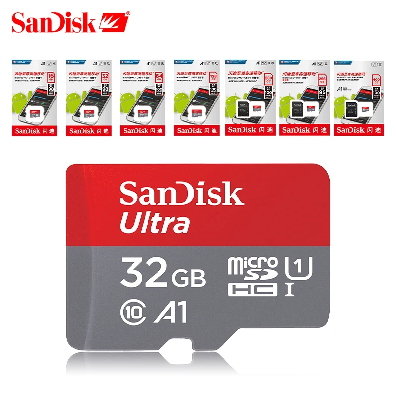 SanDisk оригинальные карты памяти 32 GB 16 micro sd 400 256 200 128 64 microsd C10 U1 TF usb флэш памяти|Карты