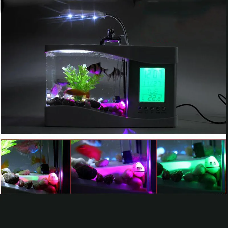 Бесплатная доставка светодиодный мини аквариум USB многофункциональный