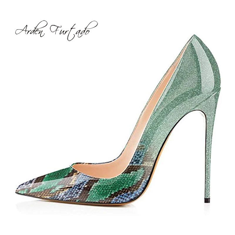Женские вечерние туфли на шпильке Arden Furtado белые красные зеленые слипоны с острым