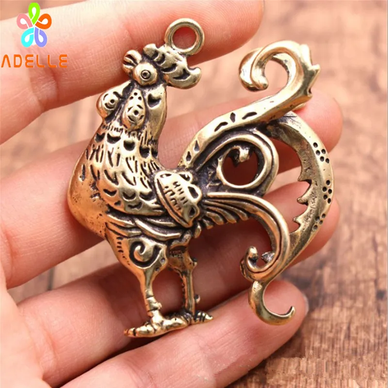 100% Твердый латунный кран винтажный куриный резной брелок ручной работы