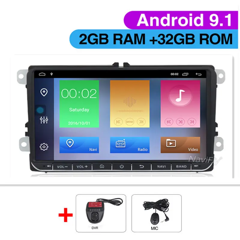 Car dvd DVR Европейский склад " Android 9,1 автомобильный Радио плеер gps навигация для VW golf 5 touran passat B6 B7 Lavida polo Tiguan; Skoda RDS - Цвет: Car dvd DVR