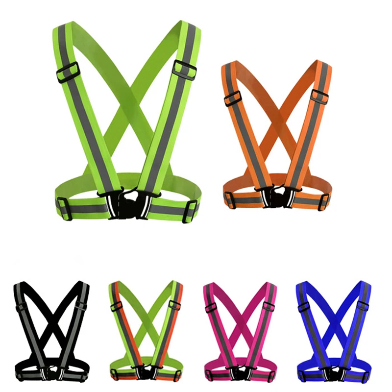 Adjustable Visibility Reflection LED Bike Vest Safety Reflective Gear Stripes Jacket Night Running Cycling | Спорт и развлечения