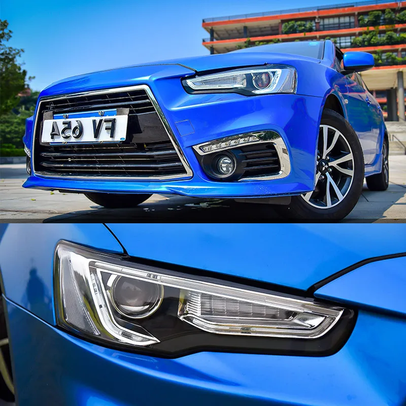 Головной светильник в сборе для Mitsubishi Lancer EVO X 2010- левый и правый светодиодный ходовой светильник DRL сигнал последовательного поворота
