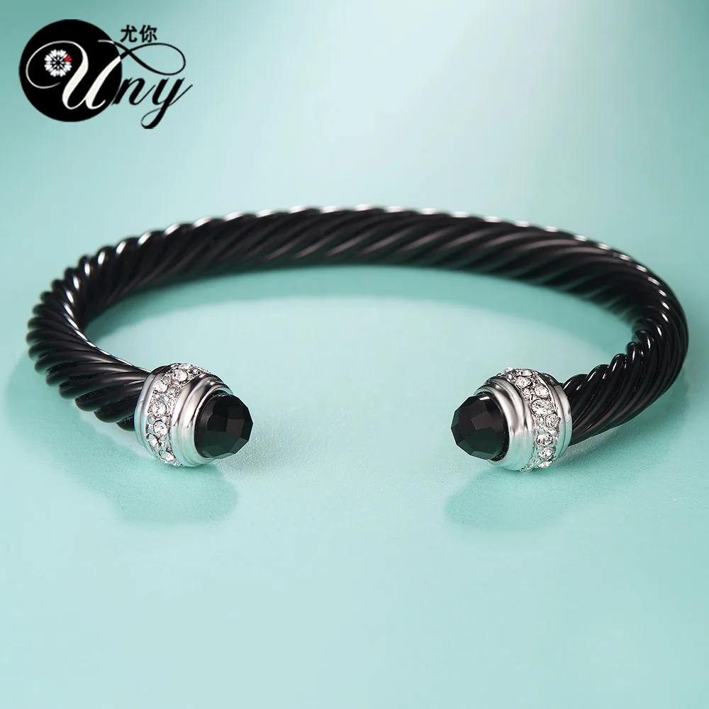 UNY браслет модные дизайнерские уникальный винтажным витым провода CZ бренд для