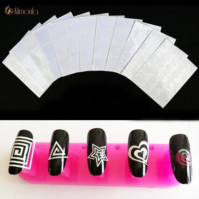 3 шт. французский дизайн ногтей полый 3d трафарет трафаретная печать шаблоны гель