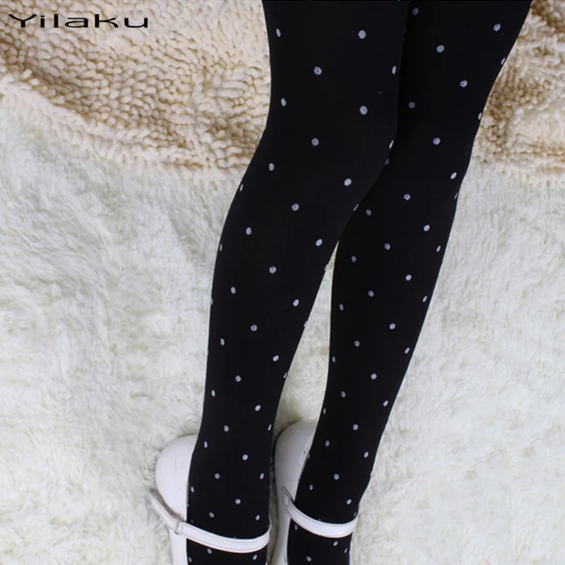 Новые стильные детские чулки для девочек в горошек бархатные шелковые колготки