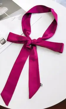 13 Purple Весенний однотонный узкий длинный шарф для женщин, новые мягкие однотонные шарфы 195 см, стильный галстук, ремень на запястье, маленькая лента, Новинка - Цвет: 13 Purple