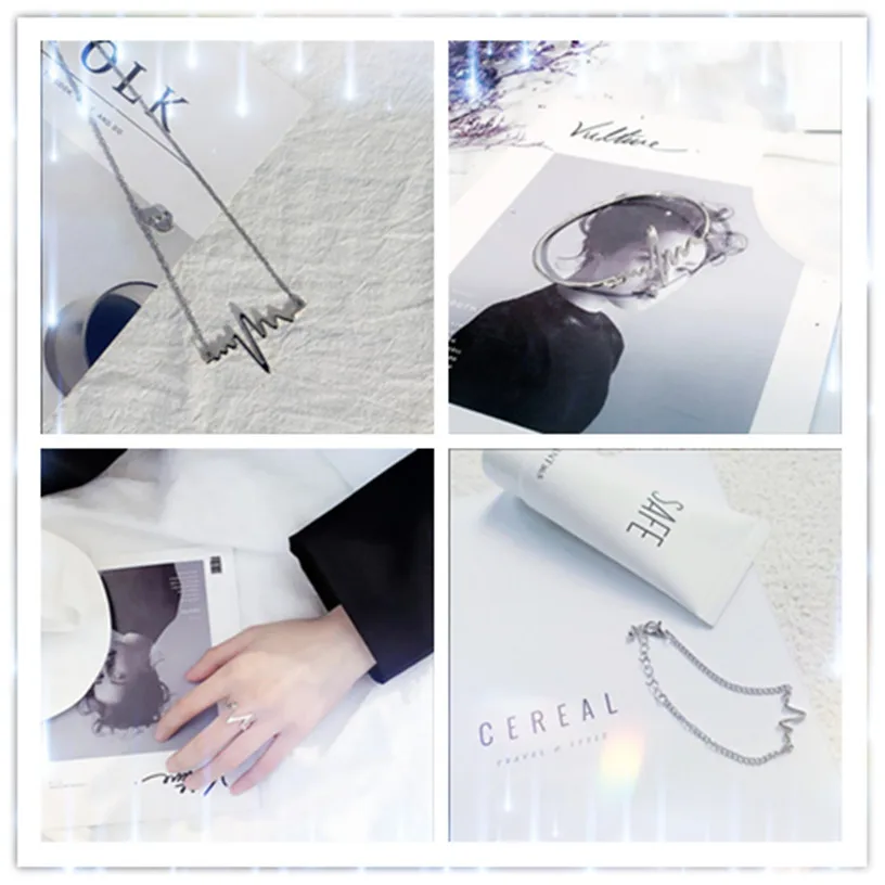 Комплект из 4 предметов модное ожерелье в стиле рок для мужчин и женщин кольцо