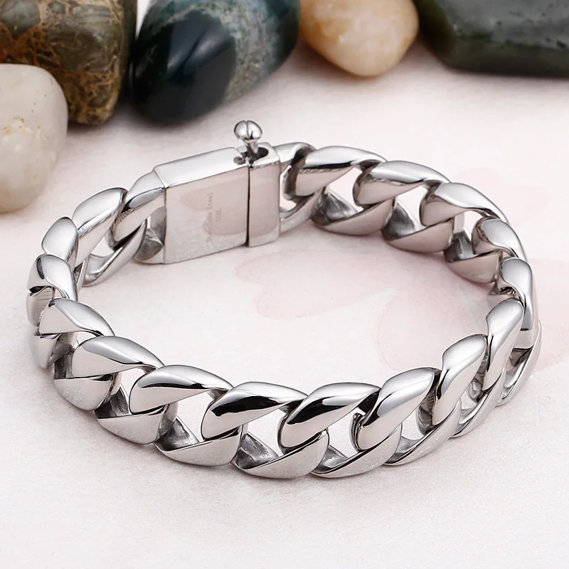 Kalen Trendy 22cm Long Link Chain Bracelet Men High Polished Stainless Steel Hand Brecelet Male Fashion Jewelry Gifts | Украшения и