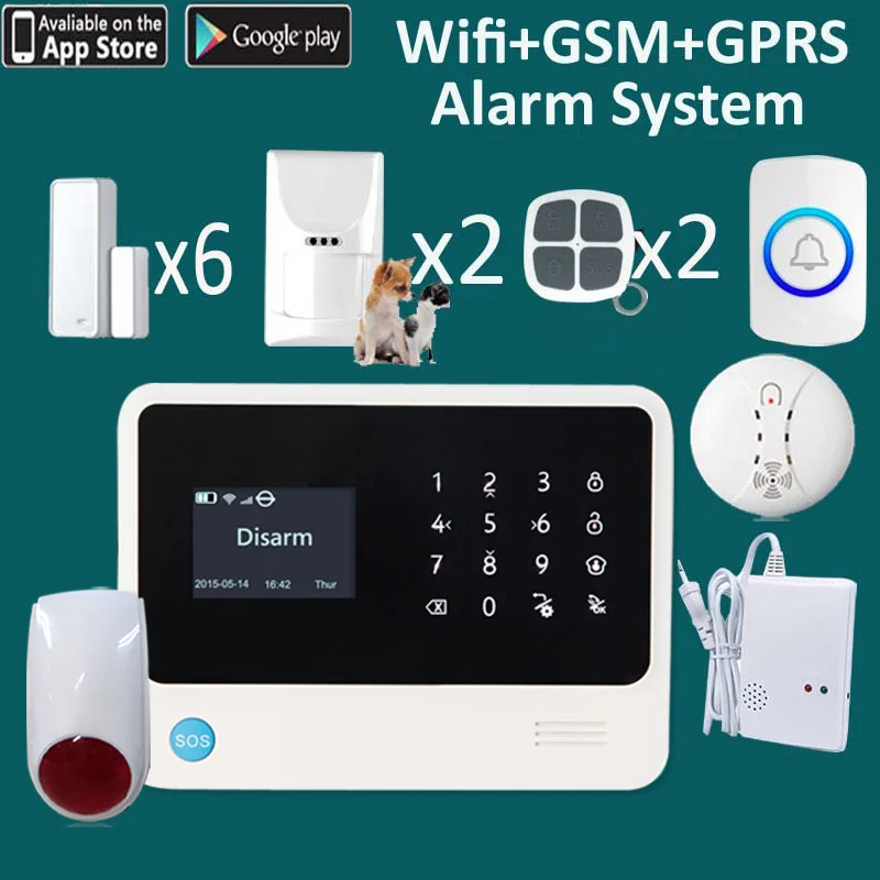 Беспроводная wifi сигнализация детектор дыма датчик утечки газа дверной звонок