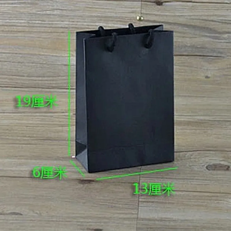 

Apparel gift black paper packing bags for clothes,shopping bags hand length handle 19*13*6cm 30pcs a lot