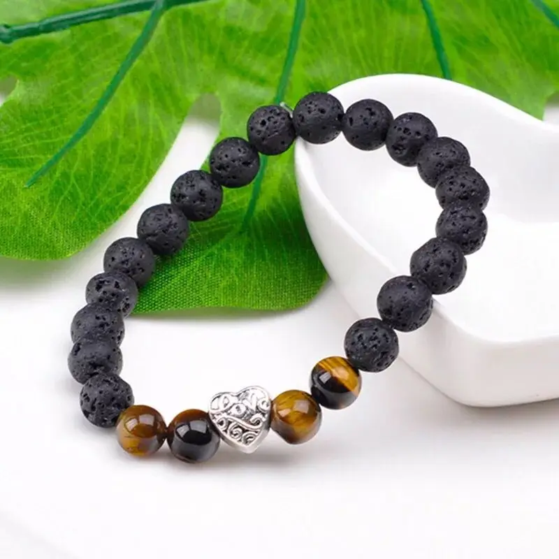 Natural Stone Mix Lava Beads Bracelets Bangles Healing 8MM Reiki Buddha Prayer For Women Men Couple Jewelry | Украшения и