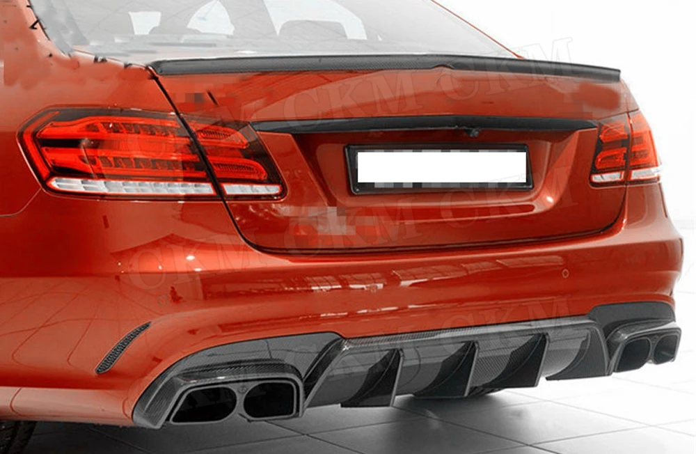 Для W212 задний бампер из углеродного волокна спойлер для Benz E Class E260 E300 E400 E63 AMG плавники в стиле акулы диффузор