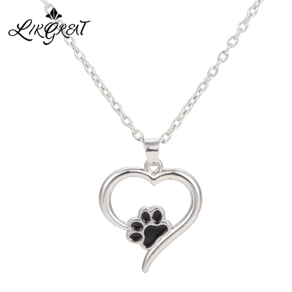 LIKGREAT Pet Memorial эмаль ювелирные изделия всегда в моем сердце собака кошка ноги животное ожерелье с подвеской в виде лапы модные серебряные ювелирные изделия подарок девушка