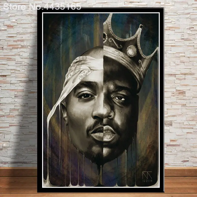 Светло-желтый Плакаты и принты, известные B.I.G. Biggie Тупак Шакур плакат Настенная картина Искусство Холст Картина для украшения комнаты домашний декор - Цвет: Светло-желтый