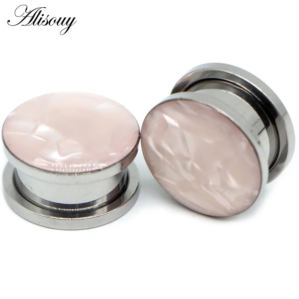 EM0828B Pink Alisouy 2 шт. ушные Датчики Тоннели пробки пирсинг Морская раковина из нержавеющей стали винт-расширитель Stretche rBody ювелирные изделия серьги подарок - Окраска металла: EM0828B Pink